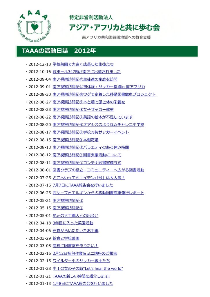 TAAA活動日誌2012